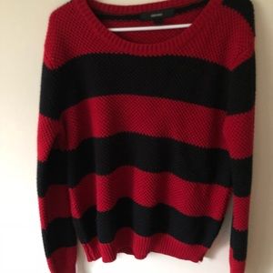 Forever 21 Red and Black Striped Sweater